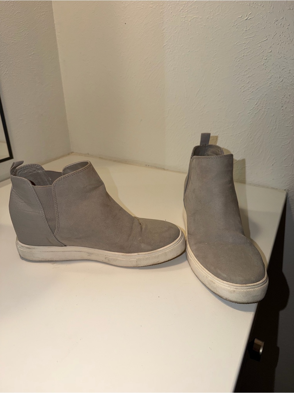 Women's Grey Casual Slip-On Wedge Sneakers